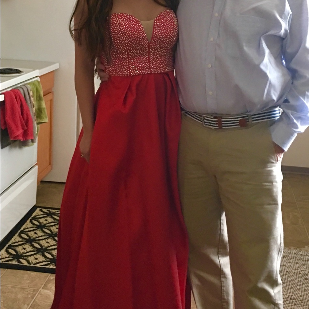 Red formal with jeweled bodice!
